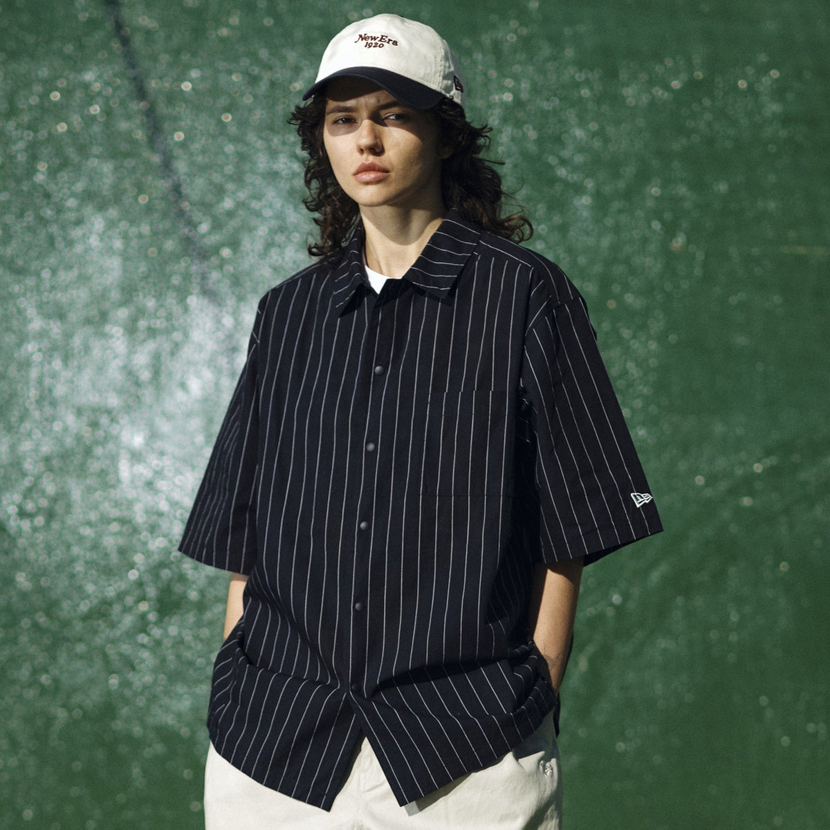 半袖 ピンストライプ シャツ BLACK LABEL SS24 ネイビー 