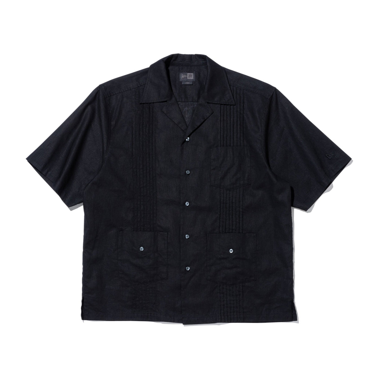 半袖 コットン リネン キューバシャツ BLACK LABEL SS24 ブラック