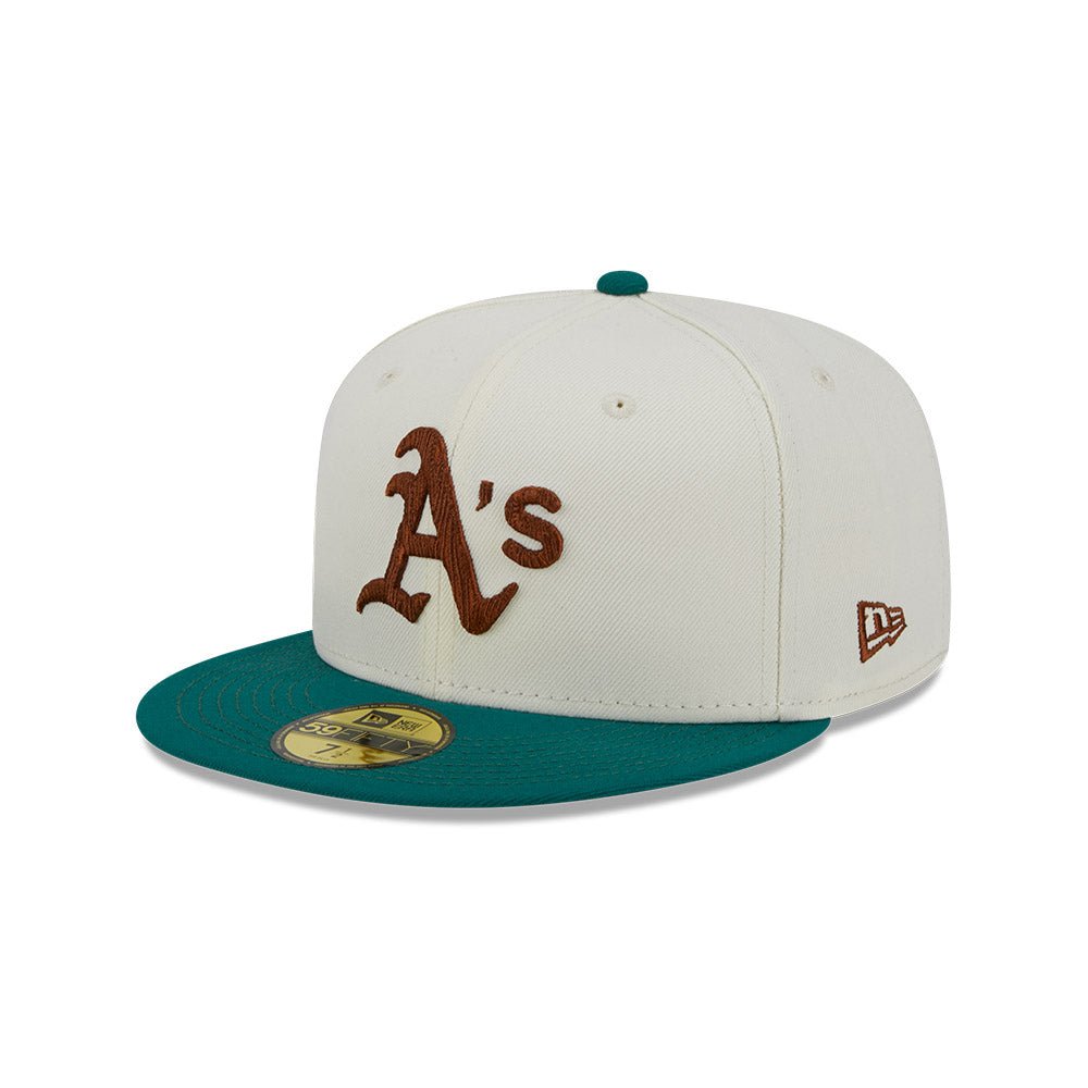 59FIFTY Camp オークランド・アスレチックス クロームホワイト グレーアンダーバイザー