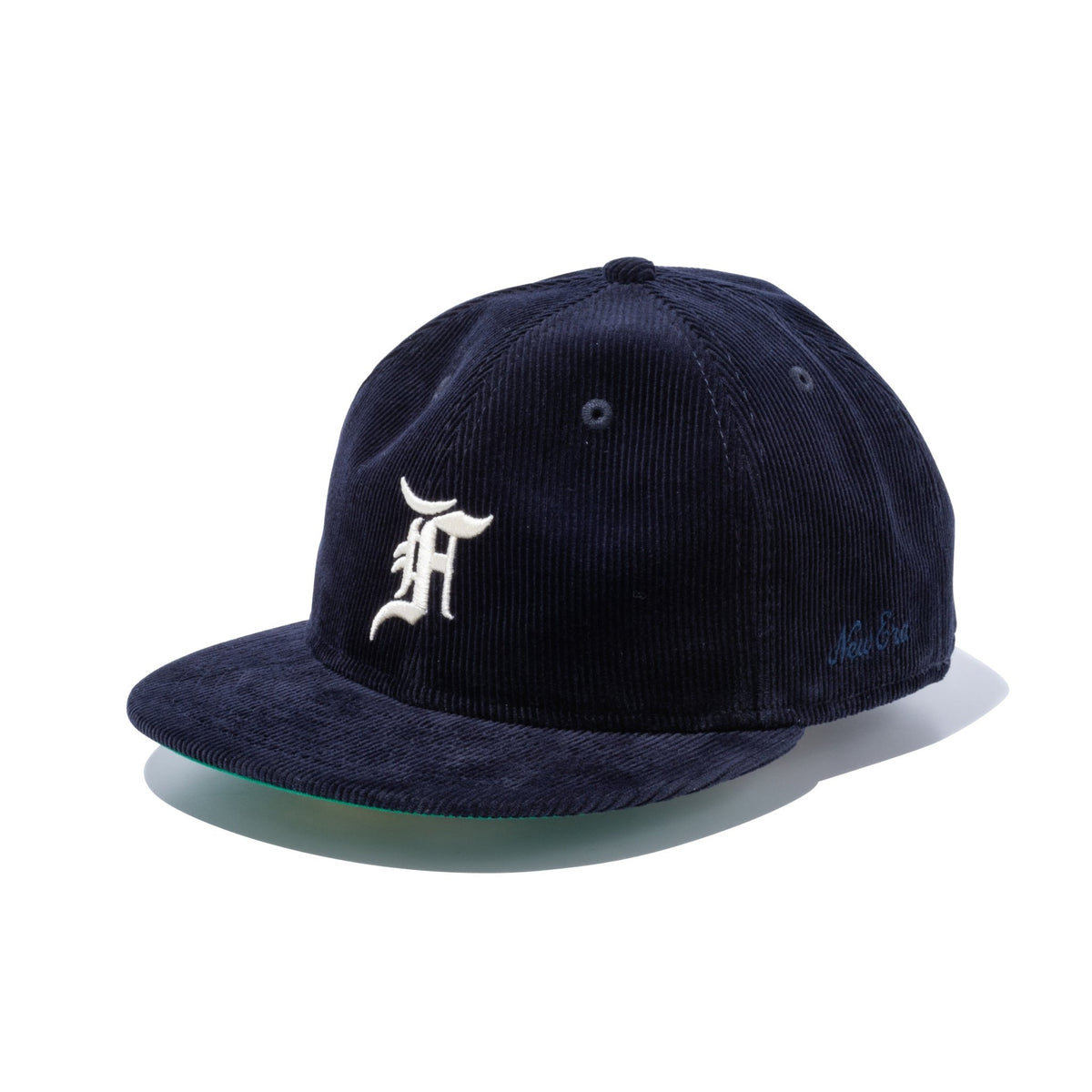 59FIFTY FEAR OF GOD ESSENTIALS コーデュロイ Fロゴ ネイビー ケリーグリーンアンダーバイザー