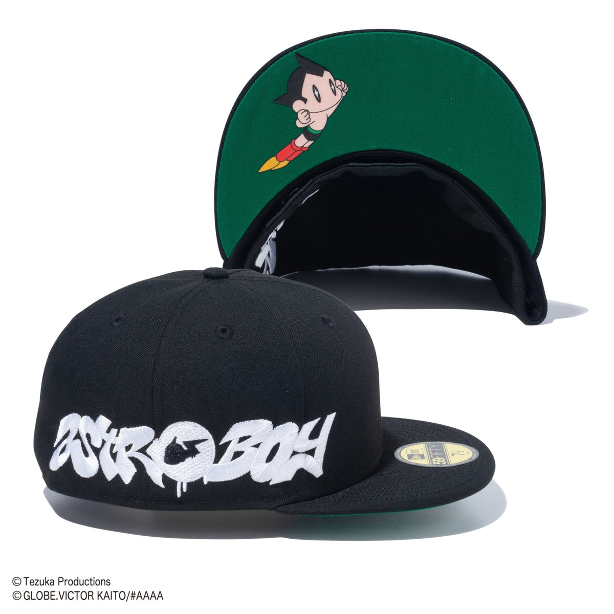 59FIFTY NEXT ATOM for the future Produced by #AAAA ASTROBOY エッセンシャルロゴ ブラック  ケリーグリーンアンダーバイザー