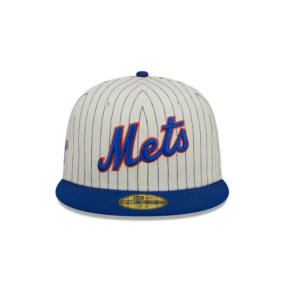 59FIFTY Retro Script ニューヨーク・メッツ クーパーズタウン ピンストライプ クロームホワイト ブルーバイザー