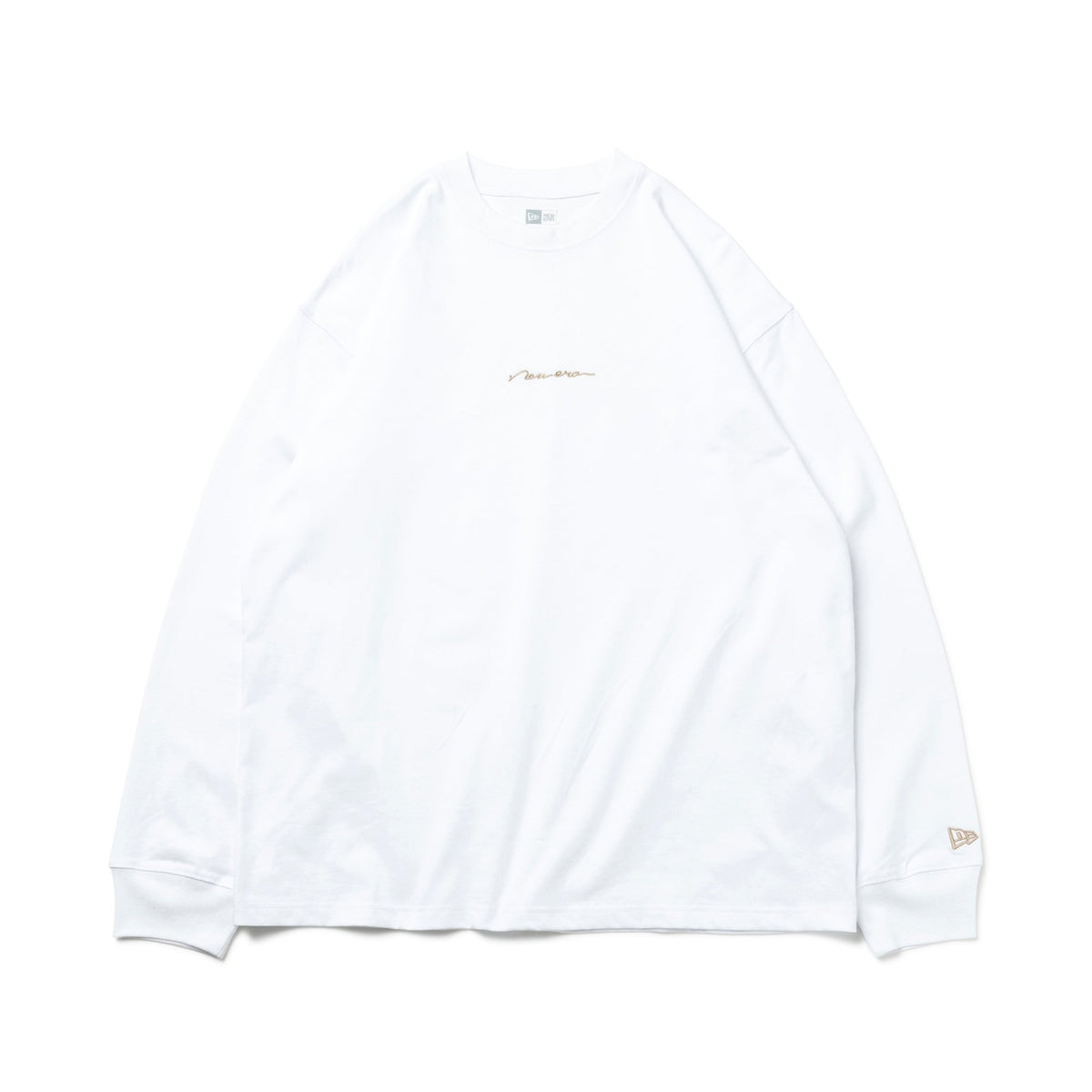 長袖 オーバーサイズド コットン Tシャツ Handwritten Logo ホワイト