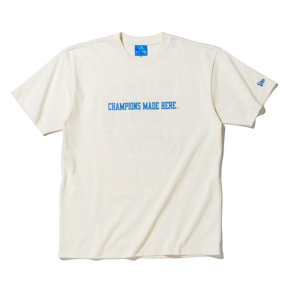 半袖 コットン Tシャツ UCLA ミックスロゴ オフホワイト × マリンブルー