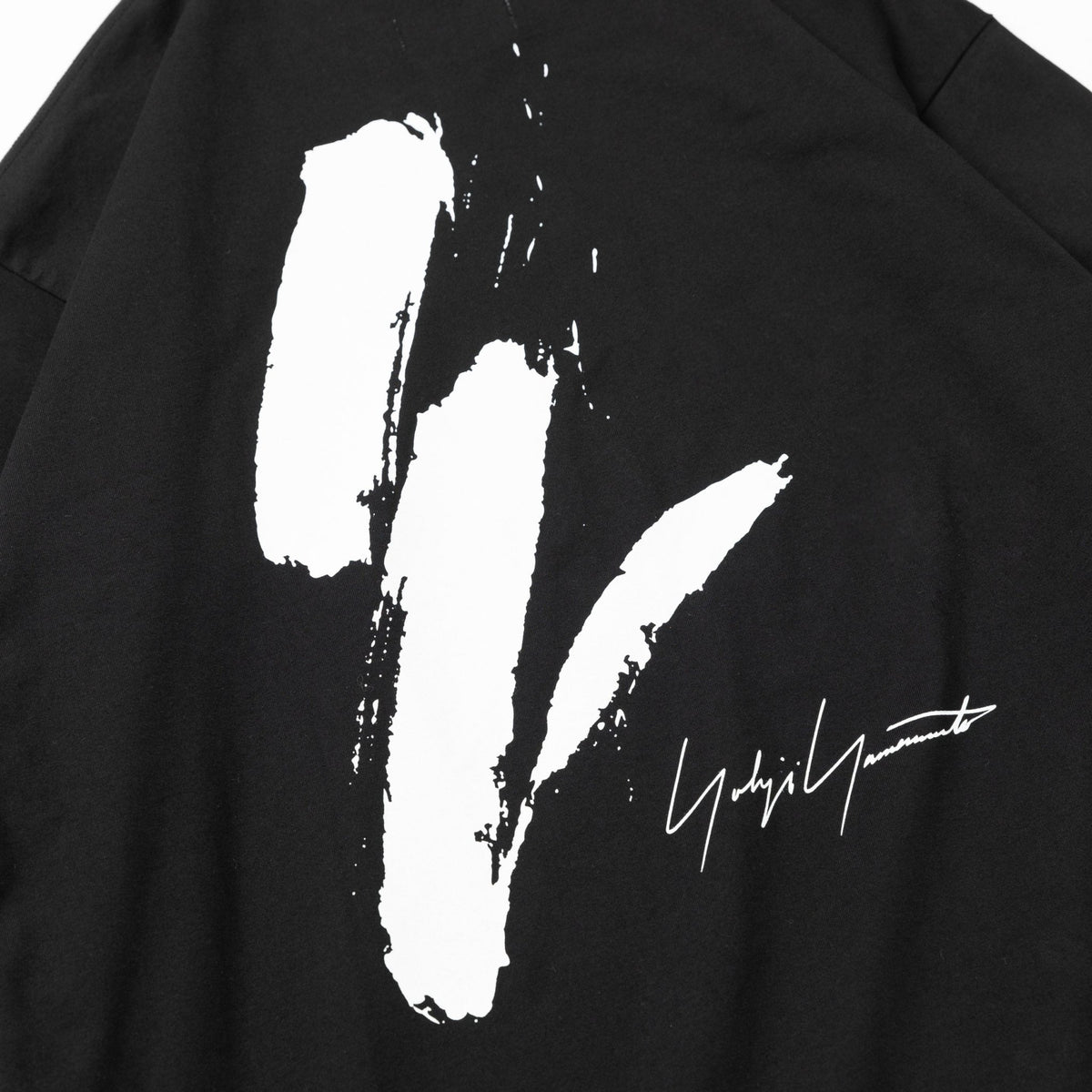 オーバーサイズド 長袖 コットン Tシャツ Yohji Yamamoto FW23 シグネチャーロゴ Yモチーフ ブラック