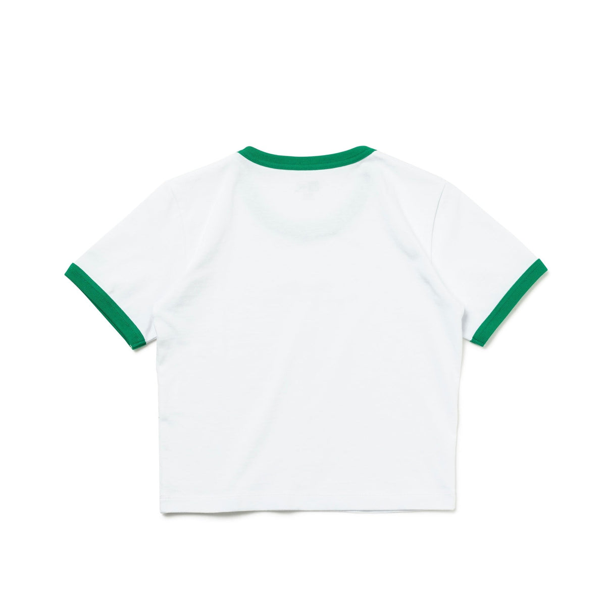 Women's 半袖 ミニ コットン Tシャツ Ringer Tee ホワイト/グリーン 