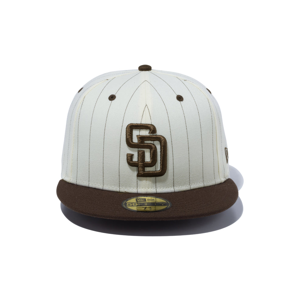 59FIFTY Pinstripe ピンストライプ サンディエゴ・パドレス クロームホワイト ウォルナットバイザー