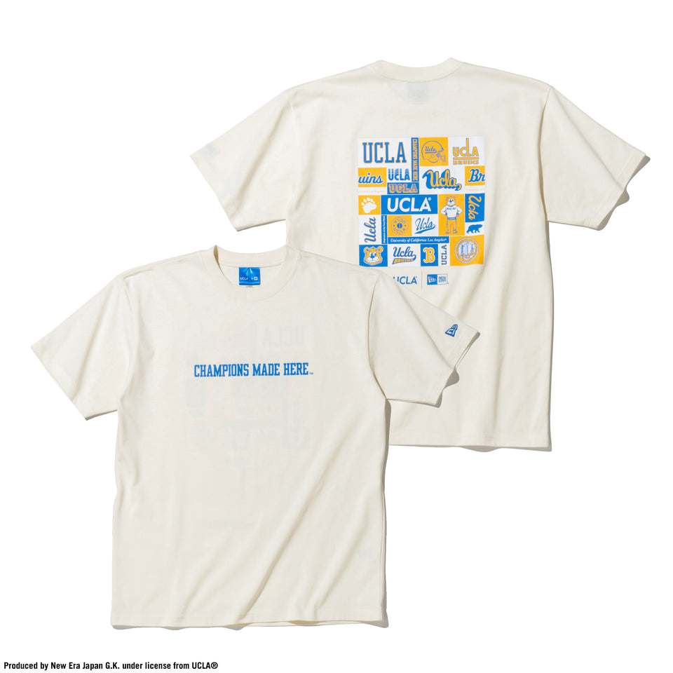 半袖 コットン Tシャツ UCLA ミックスロゴ オフホワイト × マリン