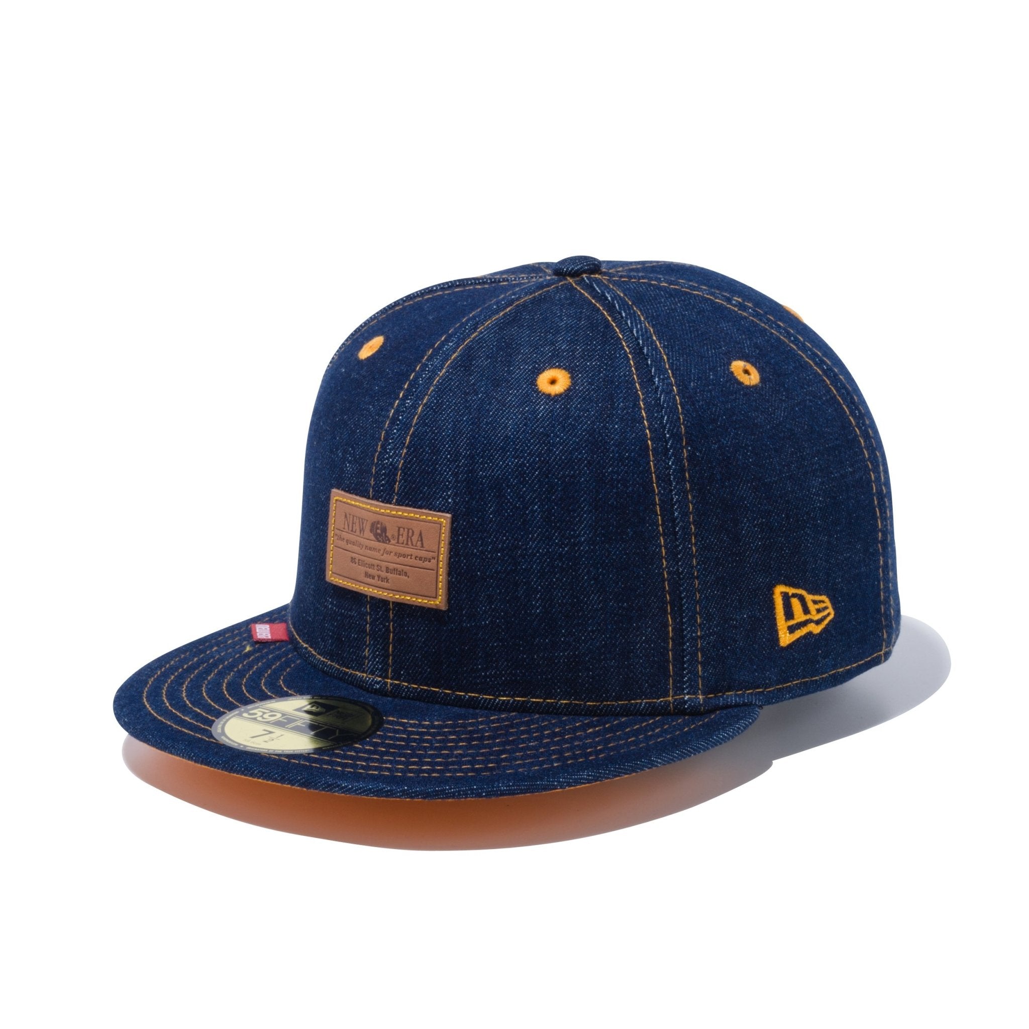 59FIFTY デニム レザーパッチ ゴールデンピーチアンダーバイザー