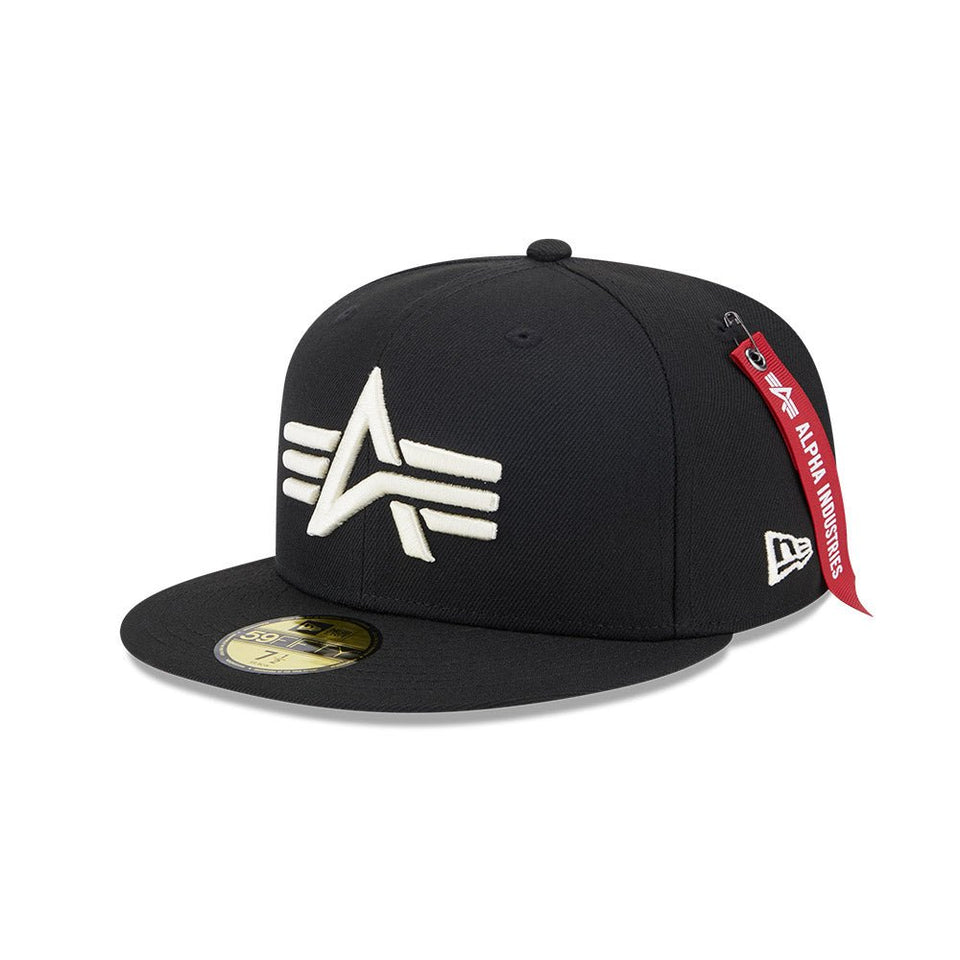 59FIFTY Alpha Industries x MLB ブランドロゴ ブラック グレー