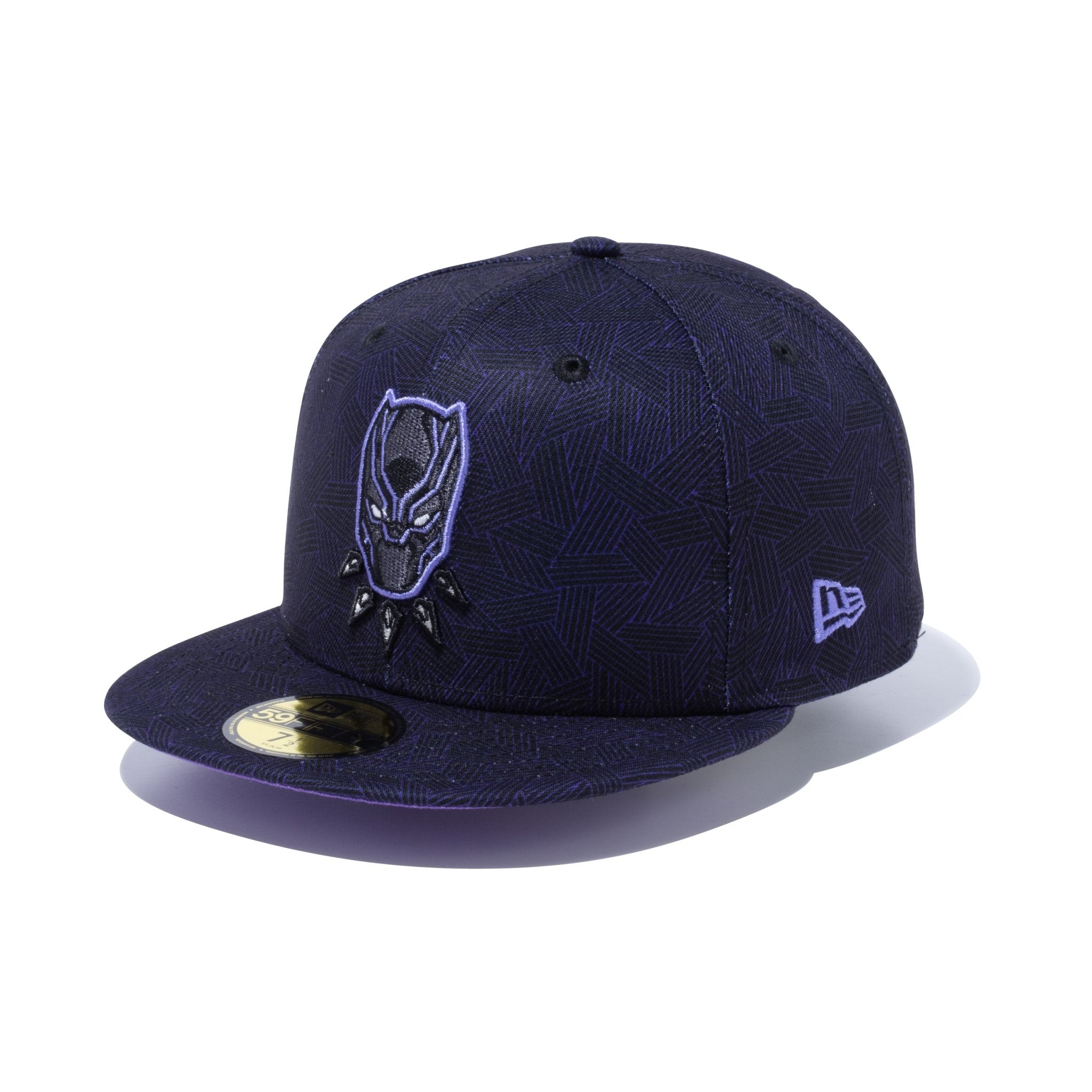 59FIFTY Black Panther ブラックパンサー ワカンダ・フォーエバー オールオーバーロゴ ブラック パープルアンダーバイザー