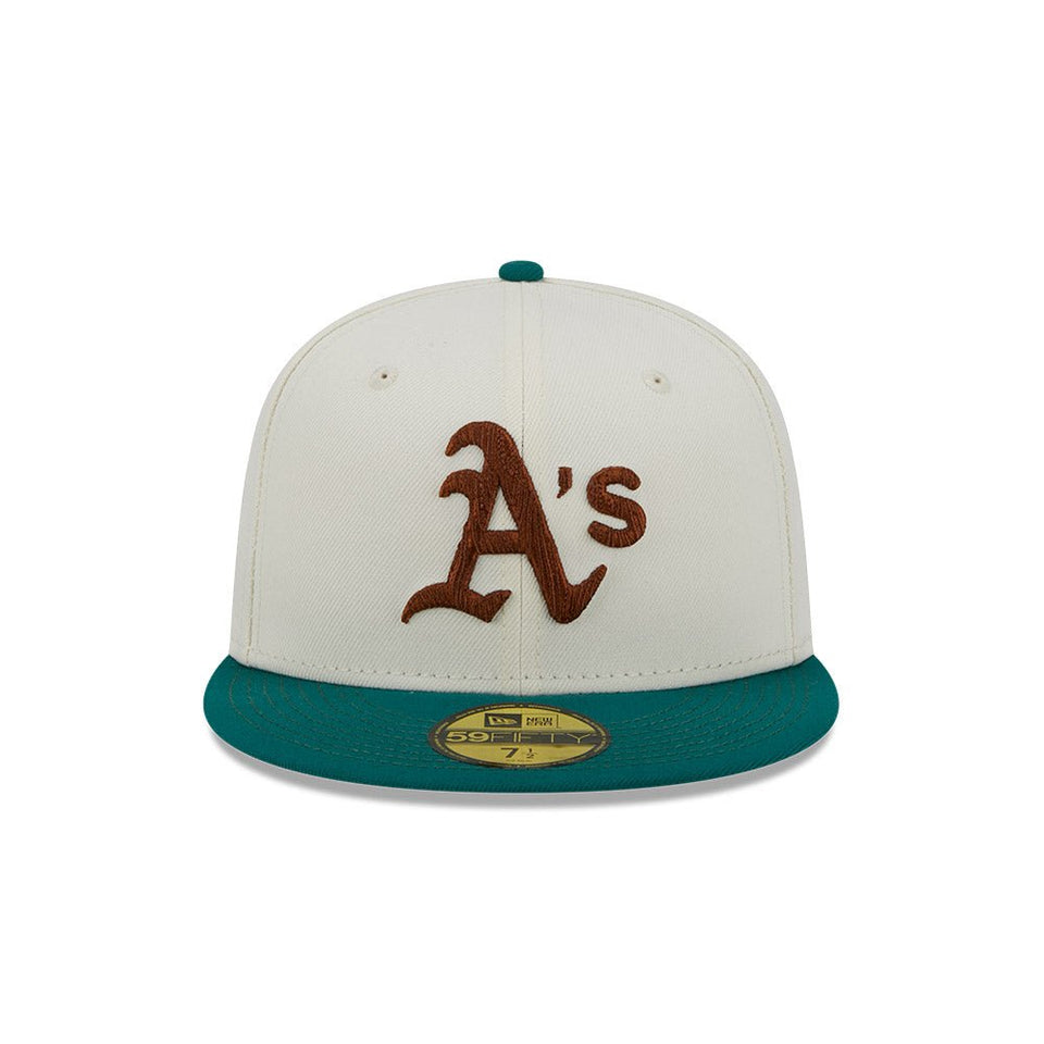 59FIFTY Camp オークランド・アスレチックス クロームホワイト グレーアンダーバイザー