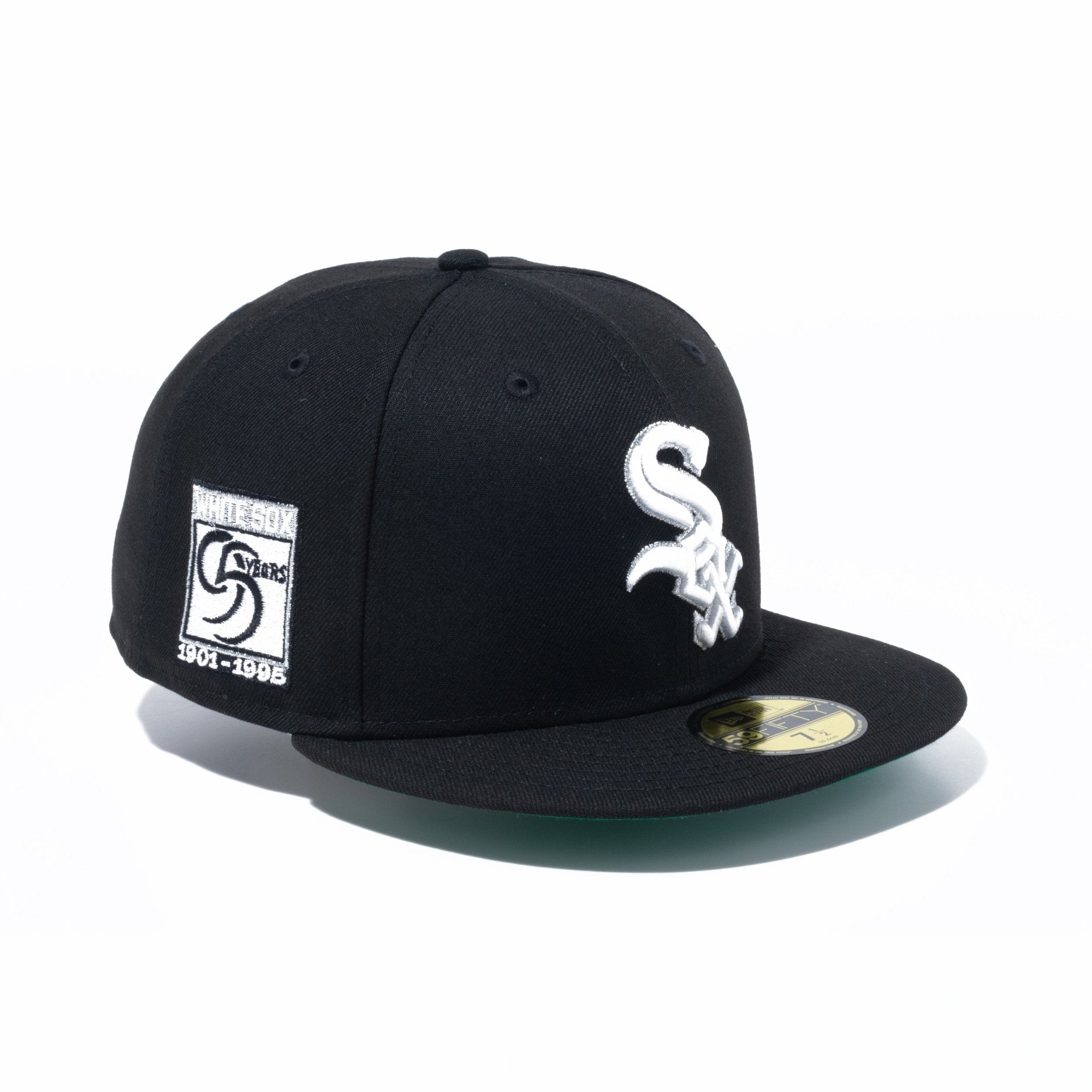 59FIFTY Metallic Logo シカゴ・ホワイトソックス ブラック ケリーグリーンアンダーバイザー