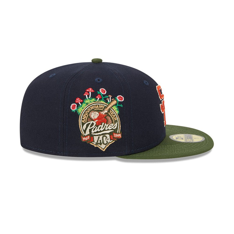 59FIFTY MLB Sprouted サンディエゴ・パドレス クーパーズタウン ネイビー モスグリーンバイザー