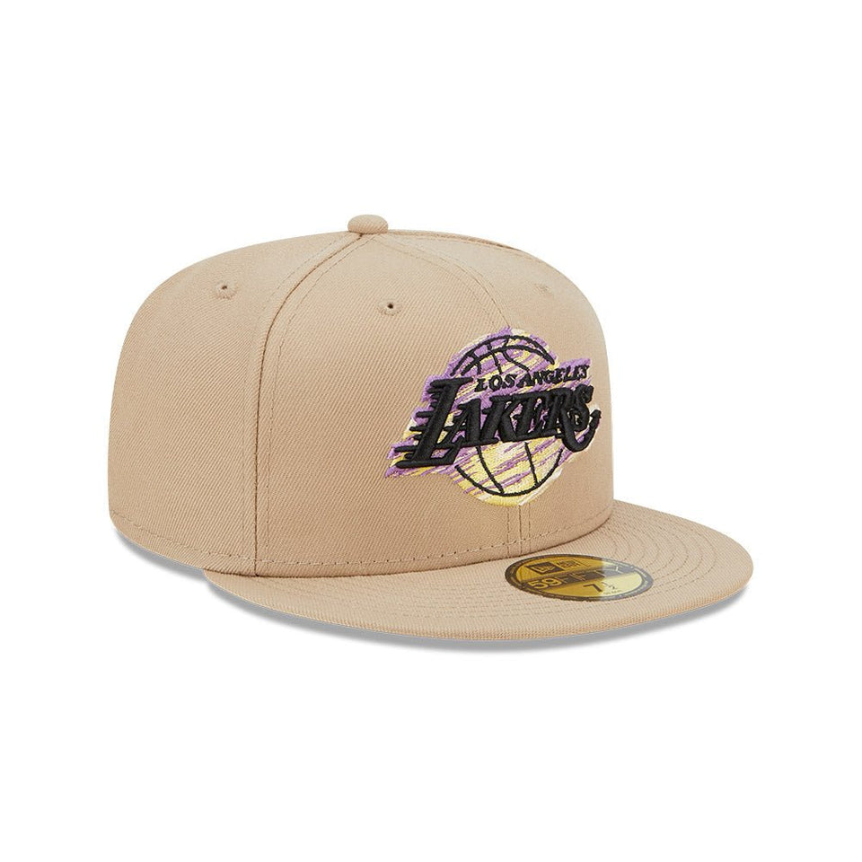 59FIFTY NBA Team Neon ロサンゼルス・レイカーズ ベージュ パープルアンダーバイザー