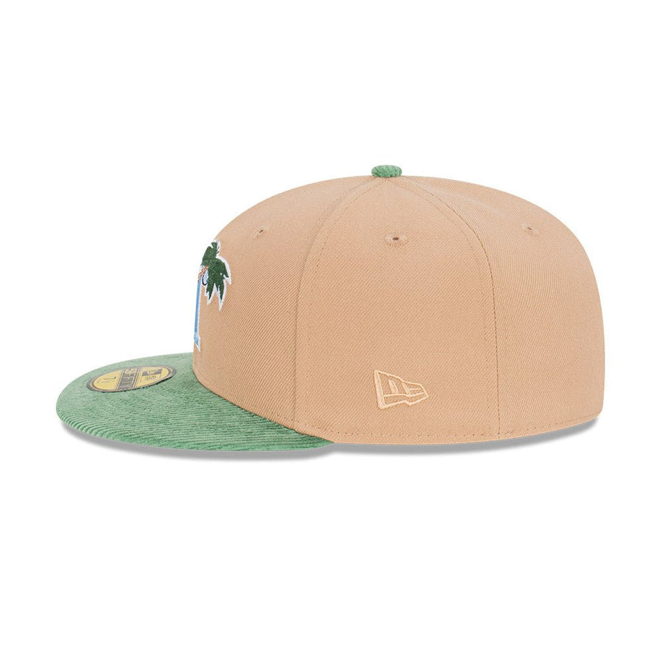 59FIFTY Oasis Corduroy フォートマイヤーズ・マイティマッスルズ ベージュ グリーンコーデュロイバイザー