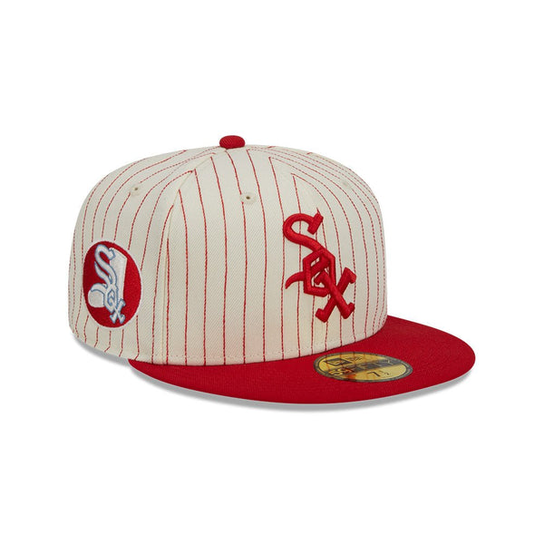 59FIFTY Retro Script シカゴ・ホワイトソックス クーパーズタウン ピンストライプ クロームホワイト レッドバイザー | ニューエラ オンラインストア