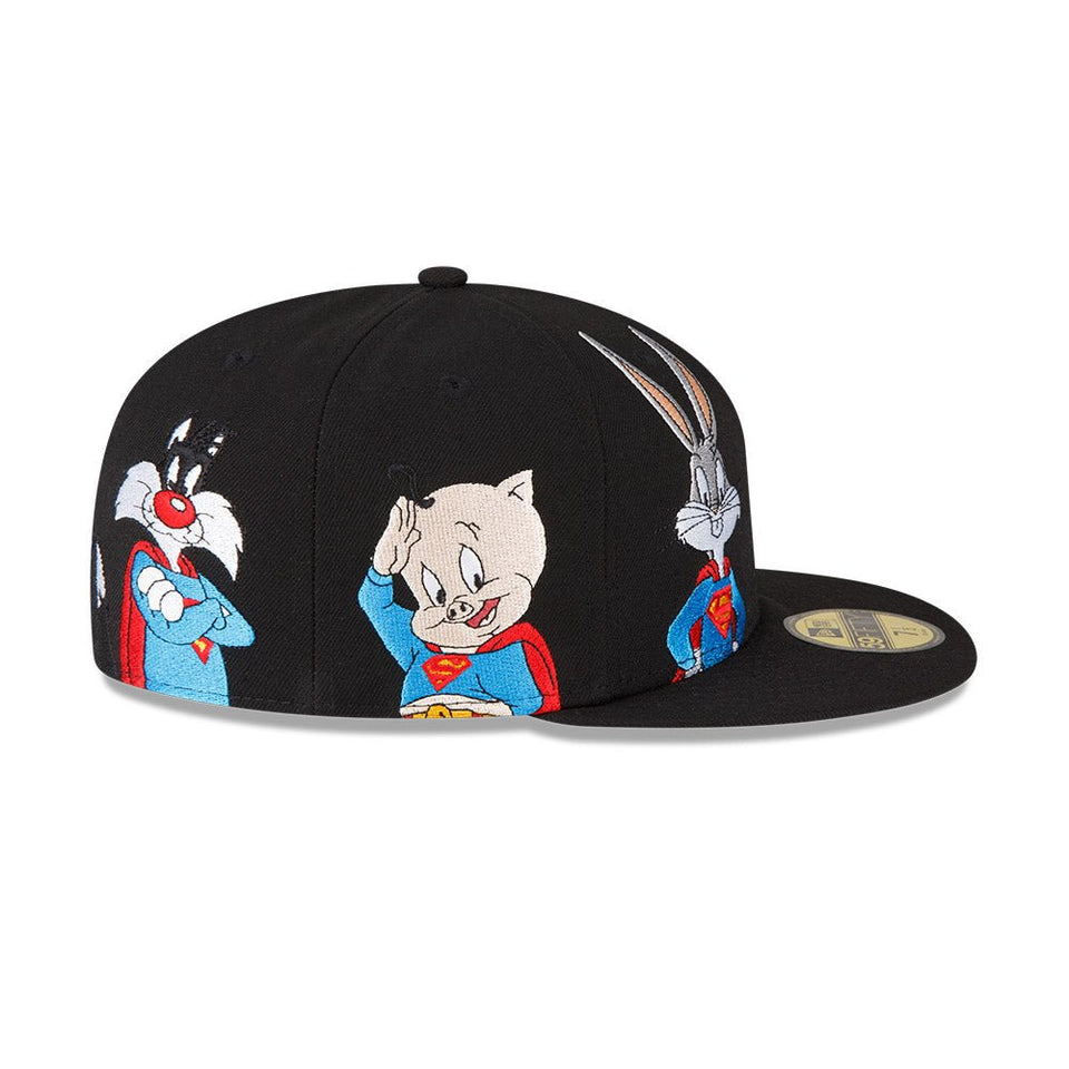 59FIFTY WB 100th Year Looney Tunes x Superhero Mashup Pack オールオーバー ブラック  スカーレットアンダーバイザー