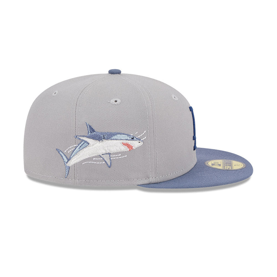 59FIFTY Wildlife ロサンゼルス・ドジャース Shark グラファイト グレージュアンダーバイザー