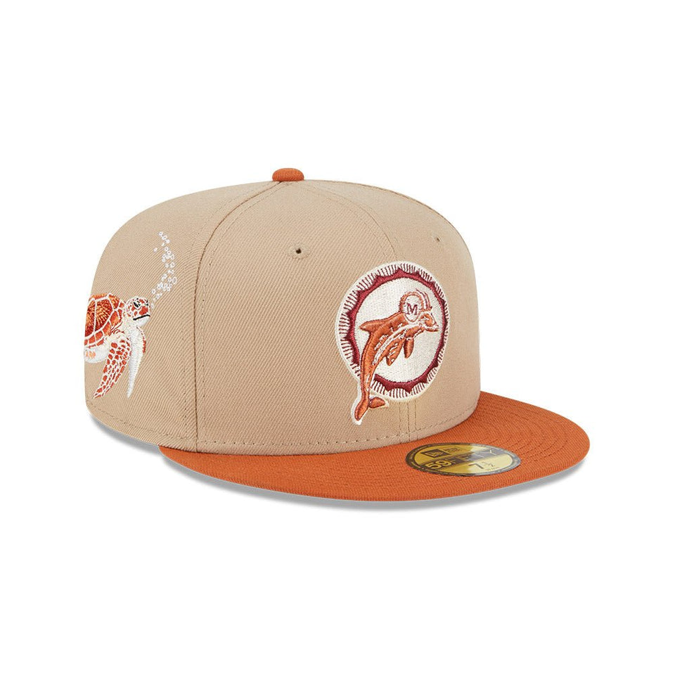 59FIFTY Wildlife マイアミ・ドルフィンズ Turtle キャメル サーモンピンクアンダーバイザー