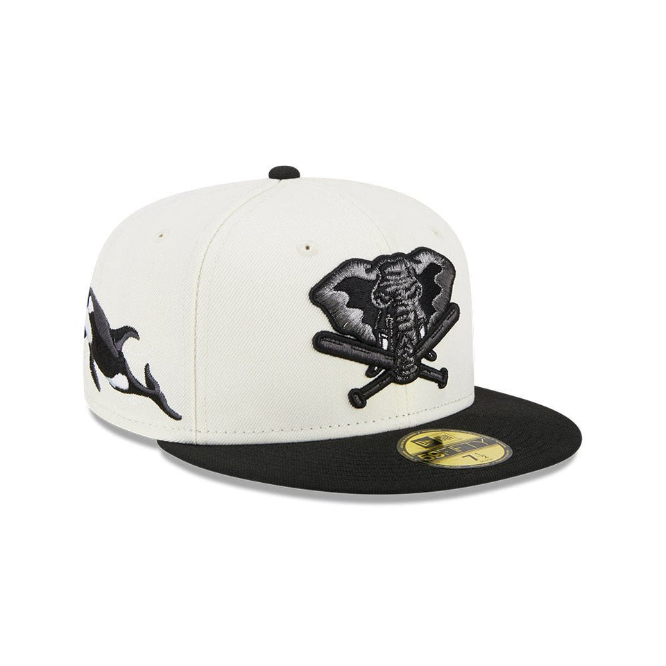 59FIFTY Wildlife オークランド・アスレチックス クーパーズタウン Whale クロームホワイト グレーアンダーバイザー