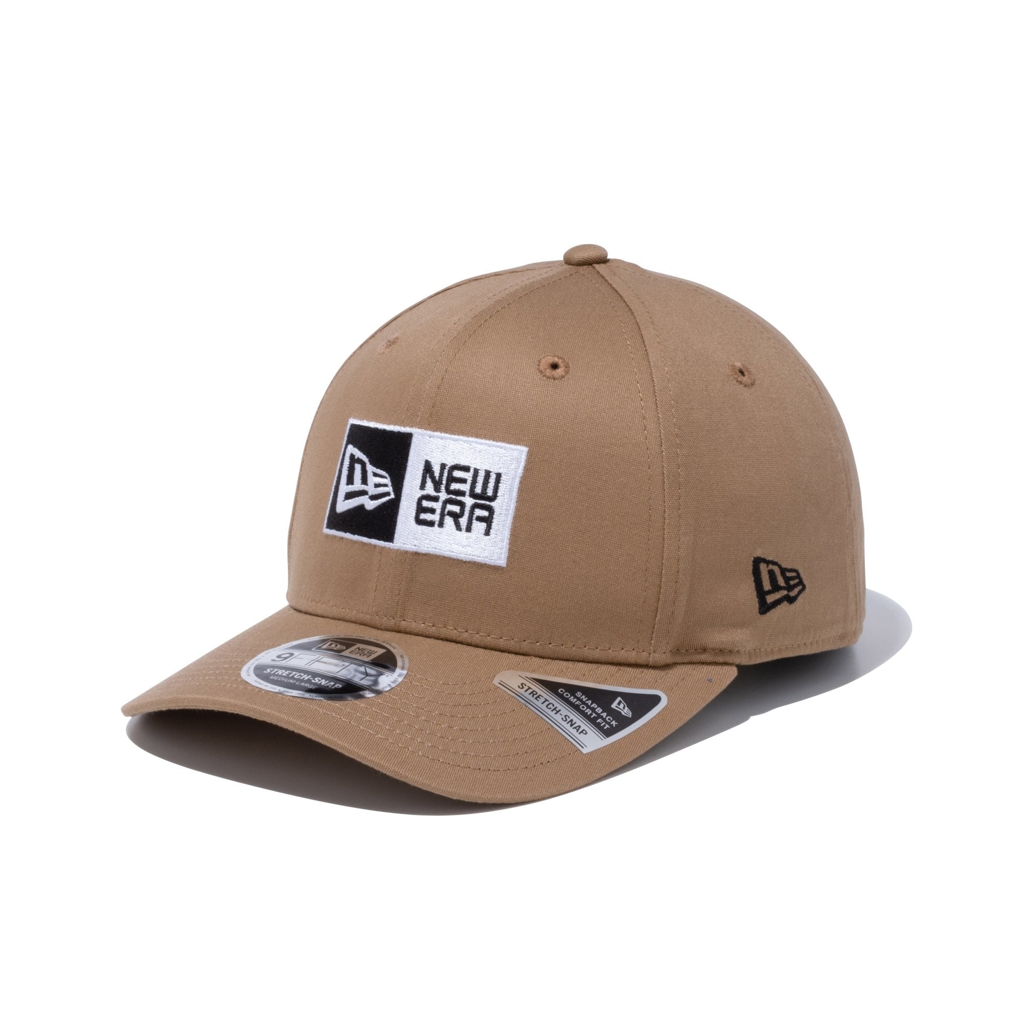 9FIFTY ストレッチスナップ ボックスロゴ カーキ × ブラック