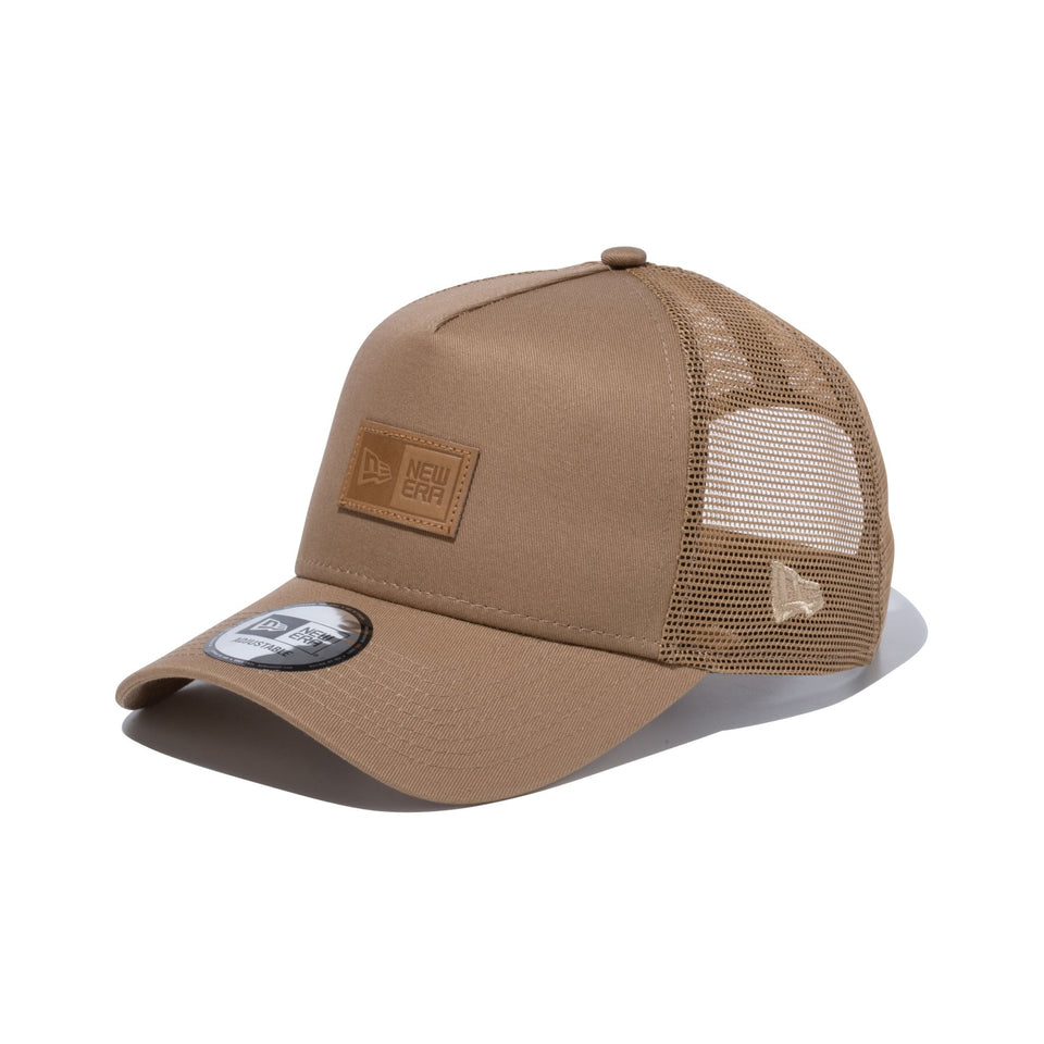 9FORTY A-Frame トラッカー Leather Patch ボックスロゴ カーキ - 13515924-OSFM | NEW ERA ニューエラ公式オンラインストア