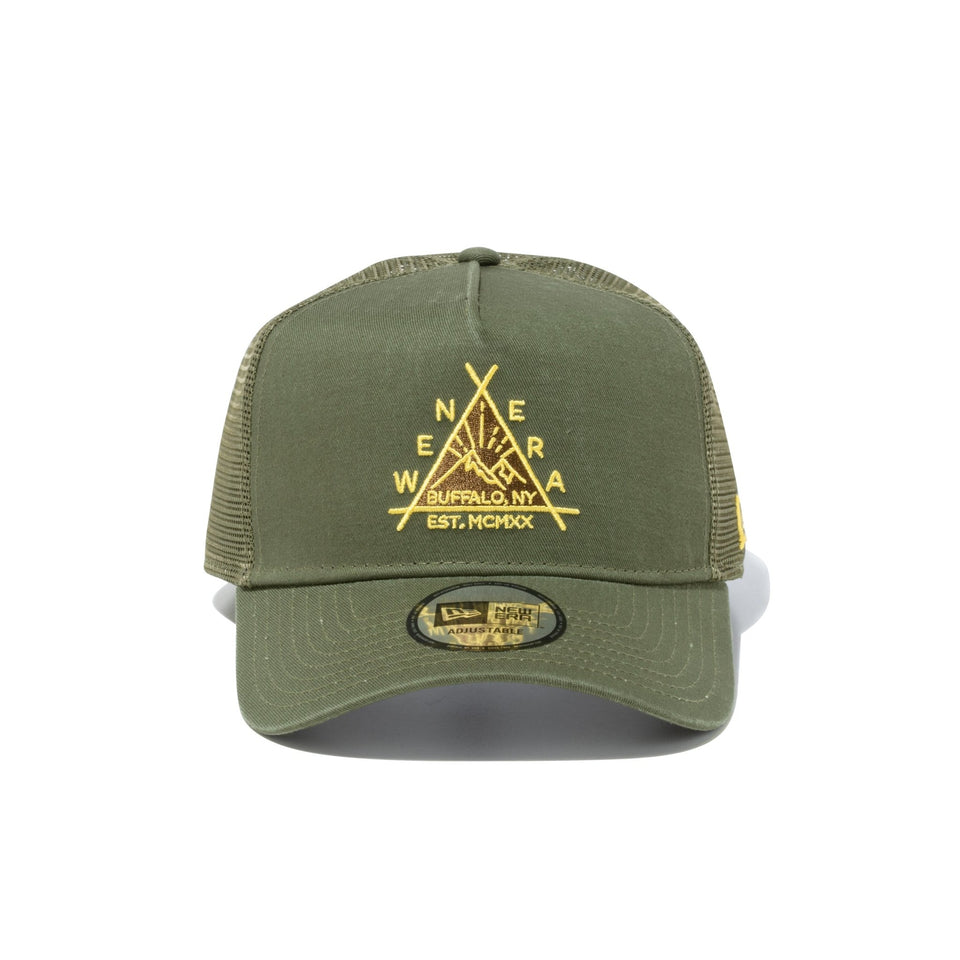 9FORTY A-Frame トラッカー Triangle Sunrise Logo ニューオリーブ 【ニューエラアウトドア】 - 13516240-OSFM | NEW ERA ニューエラ公式オンラインストア