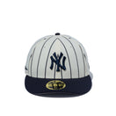 LP59FIFTY MLB 2-Tone ニューヨーク・ヤンキース クロームホワイトネイビーストライプ ネイビーバイザー - 13327779-700 | NEW ERA ニューエラ公式オンラインストア