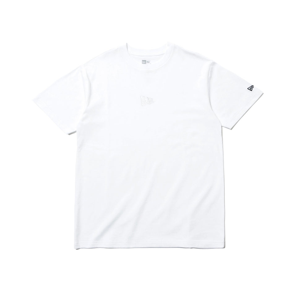 半袖 コットン Tシャツ ミニフラッグロゴ ホワイト × シルバー