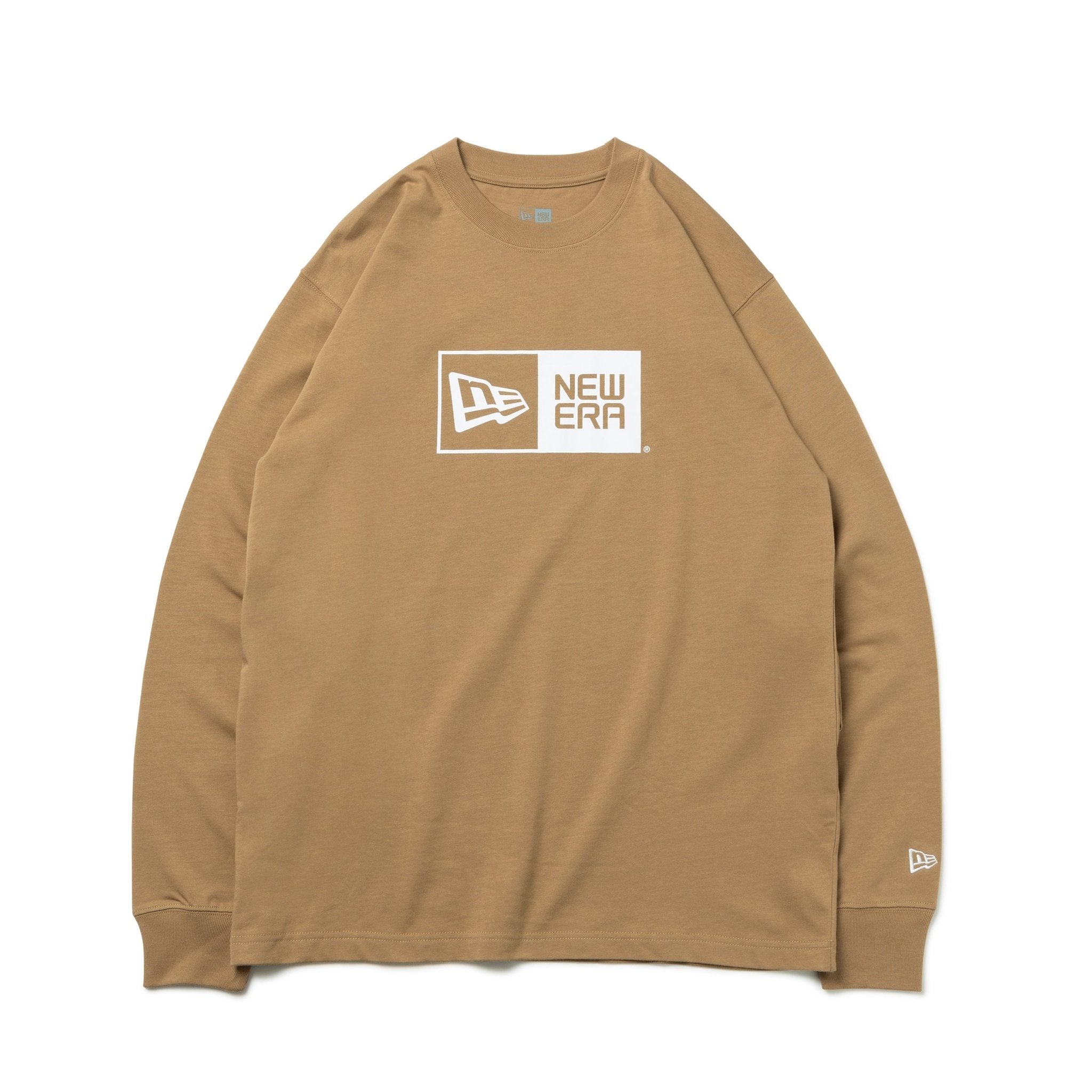 長袖 コットン Tシャツ Box Logo ボックスロゴ カーキ レギュラー