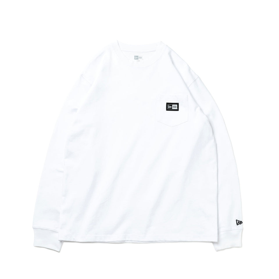 長袖 コットン ポケット Tシャツ Box Logo ボックスロゴ ホワイト