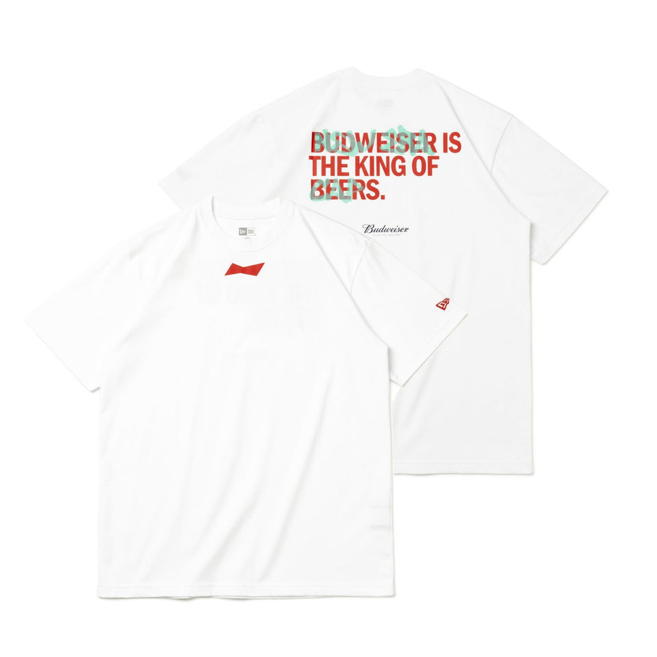 半袖 コットン Tシャツ Budweiser バドワイザー ボウタイロゴ ホワイト