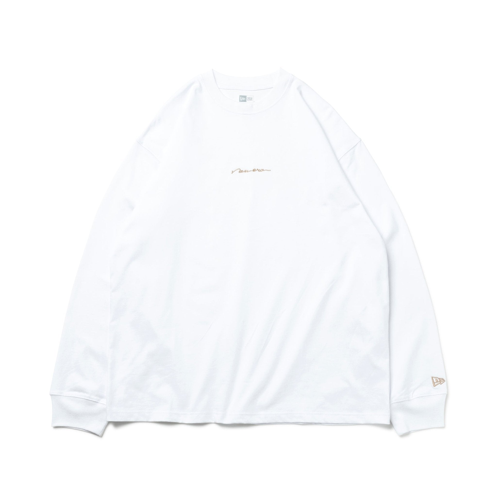 長袖 オーバーサイズド コットン Tシャツ Handwritten Logo ホワイト