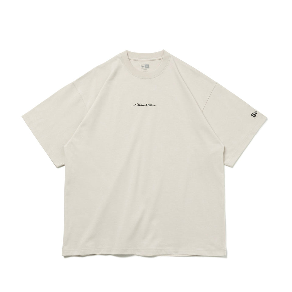 半袖 オーバーサイズド コットン Tシャツ Handwritten Logo ストーン