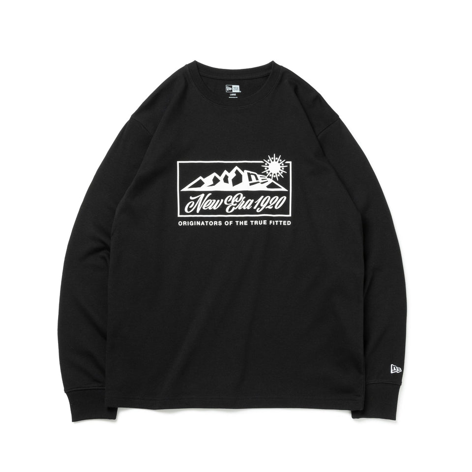 長袖 ウォーム Tシャツ Mountain Range Logo ブラック レギュラーフィット【ニューエラアウトドア】 | ニューエラオンラインストア