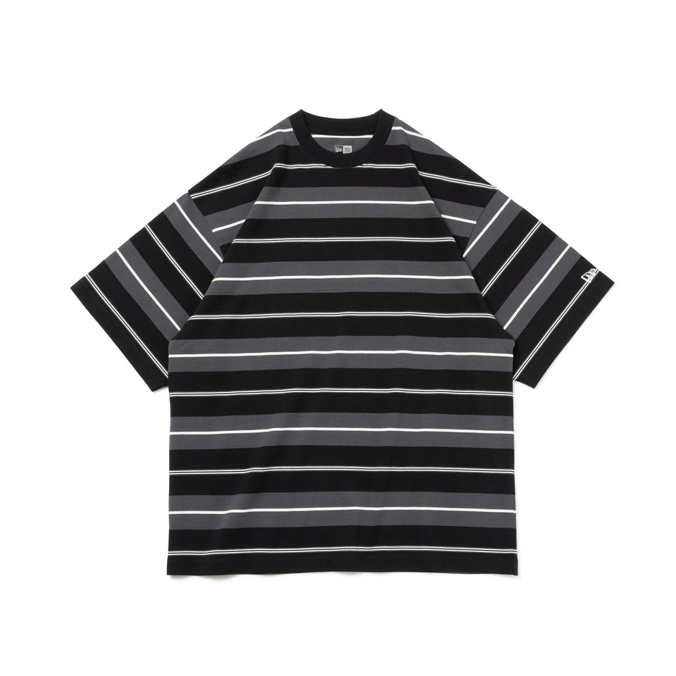 半袖 オーバーサイズド コットン Tシャツ Multi Border ブラック 