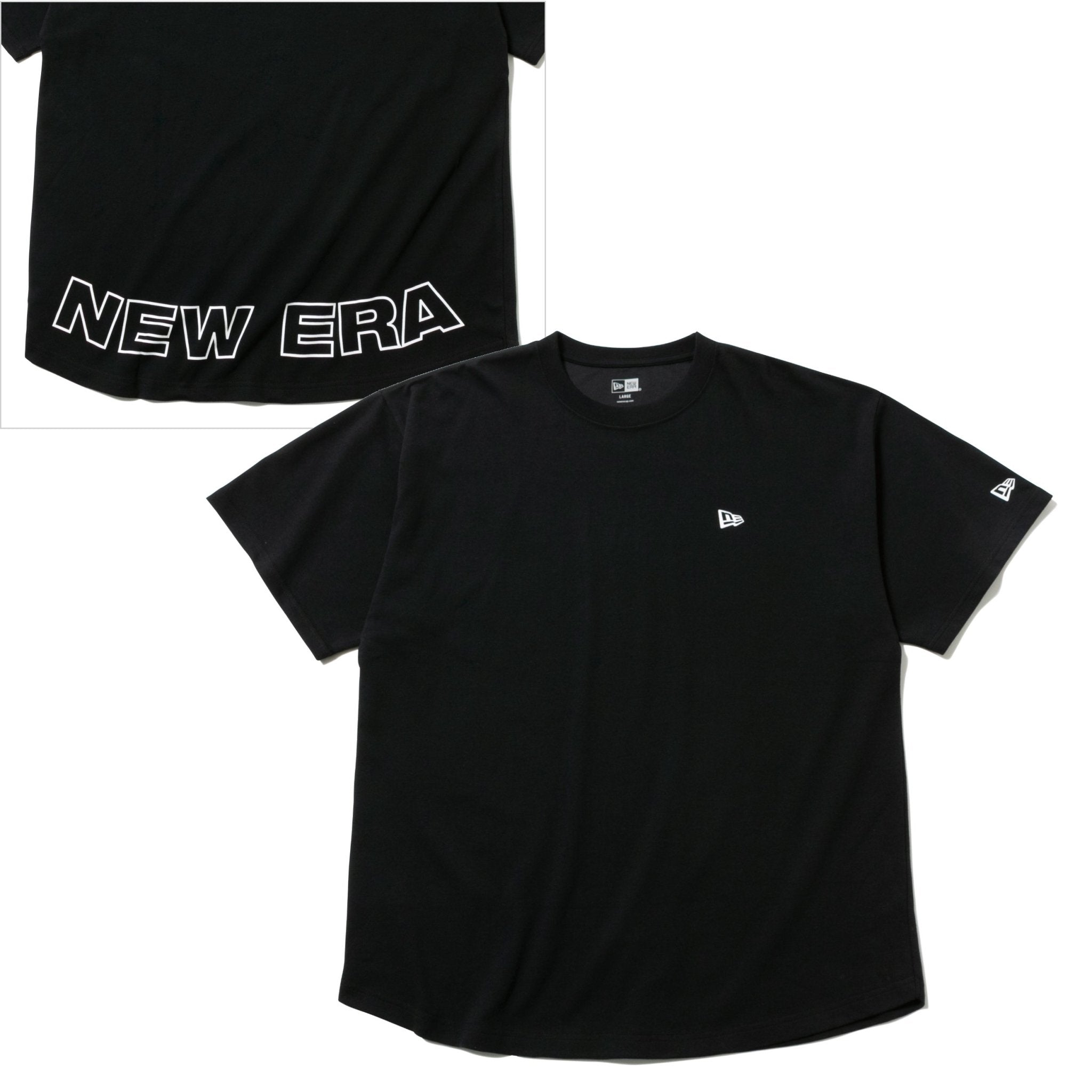 オーバーサイズド パフォーマンス Tシャツ フラッグ & リア ニューエラ ワードマーク ラウンド ブラック 【NEW ERA WORKOUT】