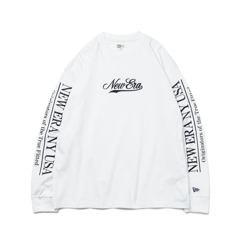 長袖 オーバーサイズド コットン Tシャツ Script Logo ホワイト