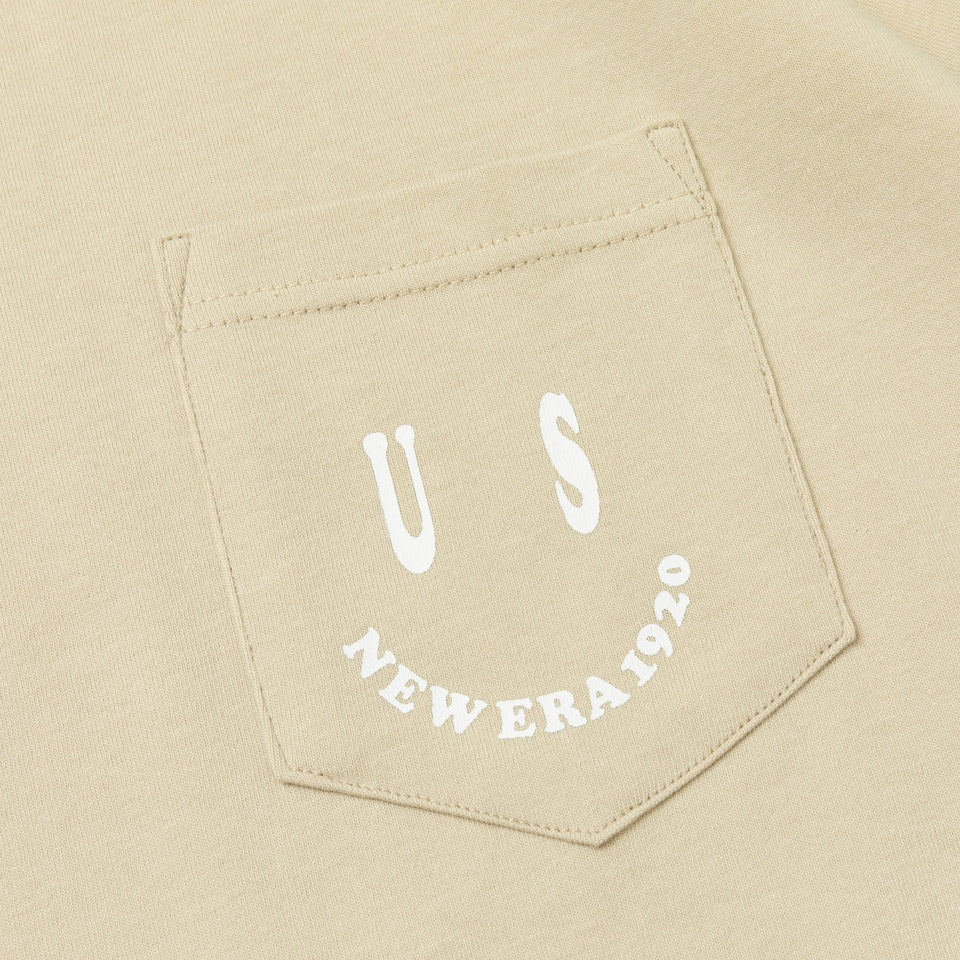 半袖 ポケット コットン Tシャツ Smile US NEW ERA 1920 グレージュ