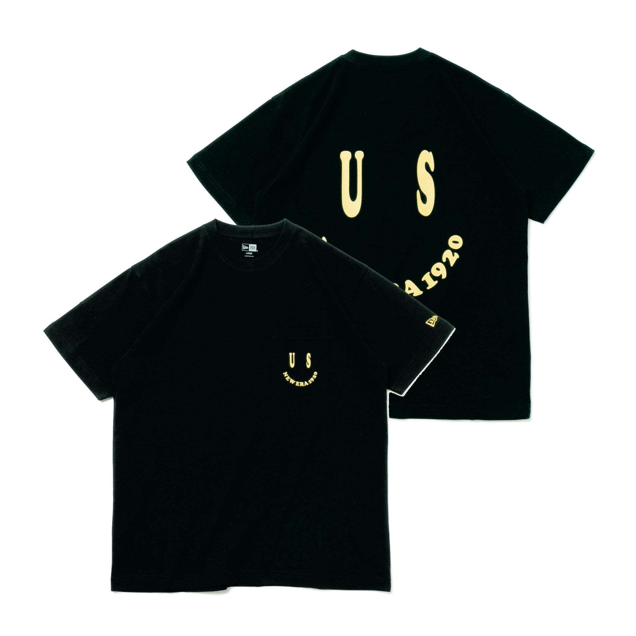 半袖 ポケット コットン Tシャツ Smile US NEW ERA 1920 ブラック レギュラーフィット