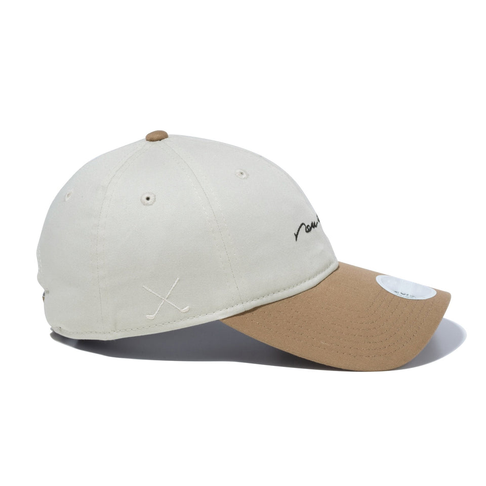 【ゴルフ】 Women's 9TWENTY ロングバイザー Stretch Cotton Washable Handwritten Logo ストーン ベージュバイザー - 14109125-OSFM | NEW ERA ニューエラ公式オンラインストア